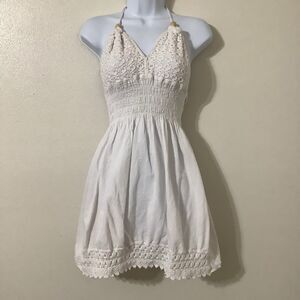 Vintage Y2K White Cotton Babydoll 2000s Angelcore Festival Fairy Mini Dress S